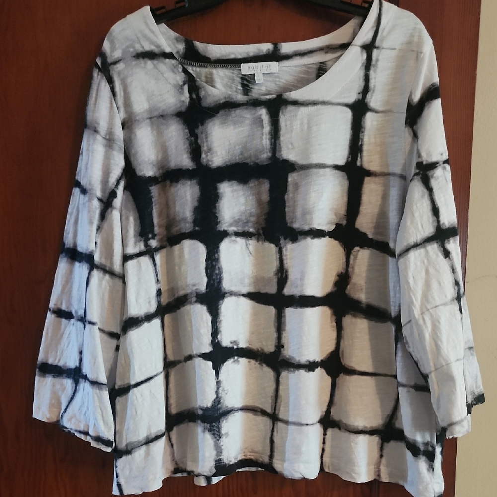 Habitat Black and White Grid Blouse